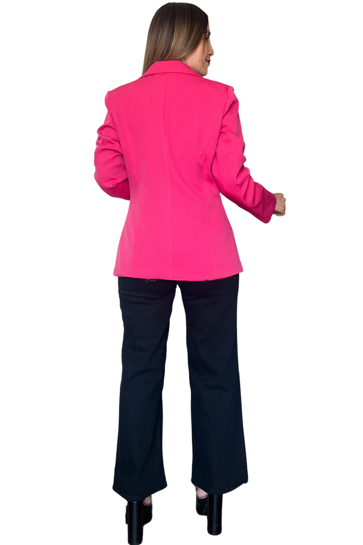 Blazer largo sastrero con botones escote en V-3