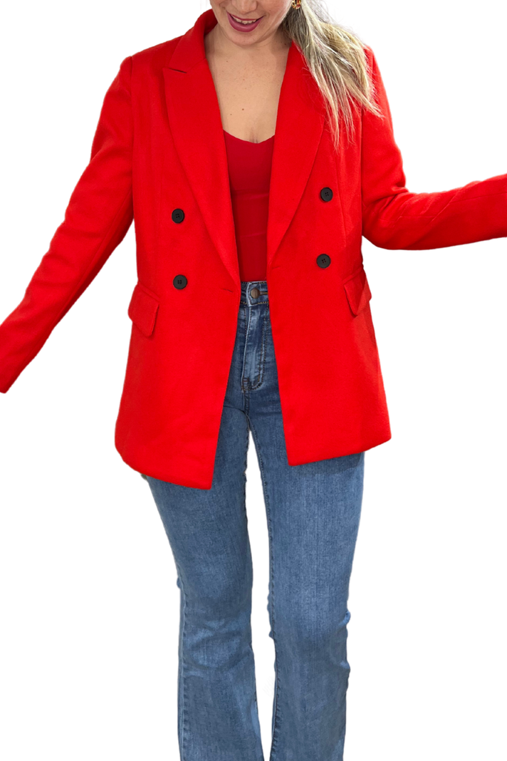 Abrigo estilo blazer de invierno con botones paño rojo-2