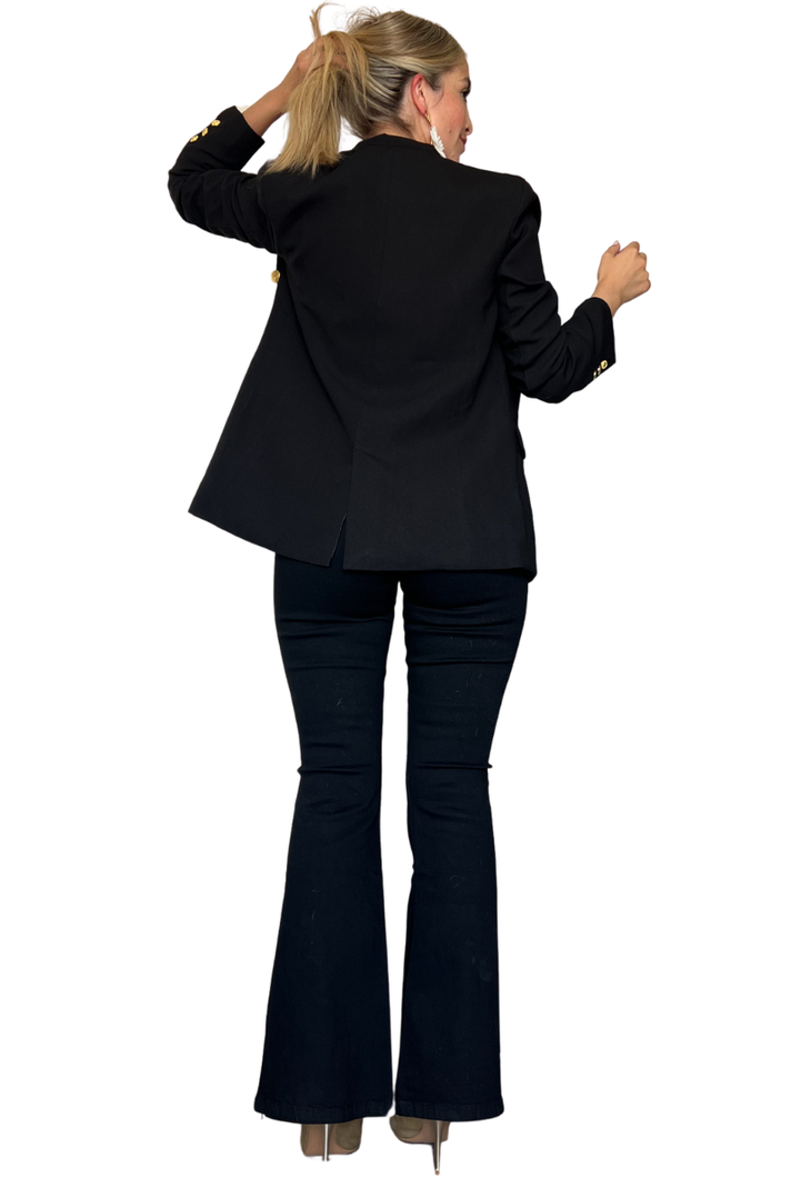 Blazer largo mujer con botones dorados-3