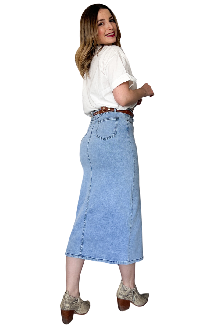 Falda larga denim mujer-1
