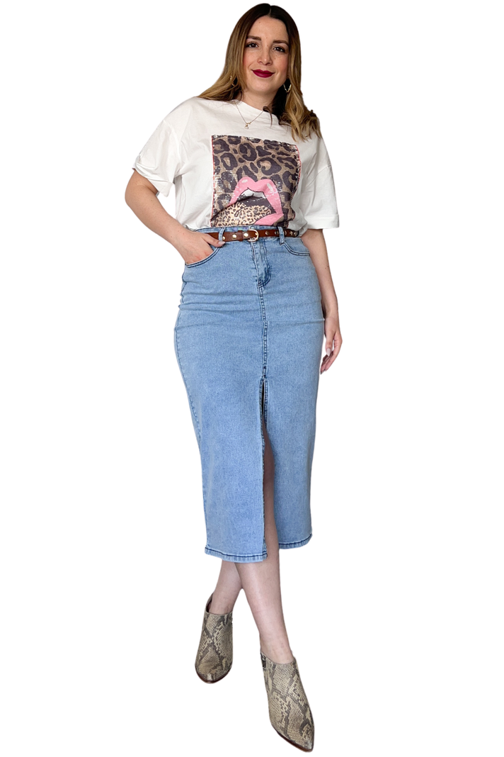 Falda larga denim mujer-2