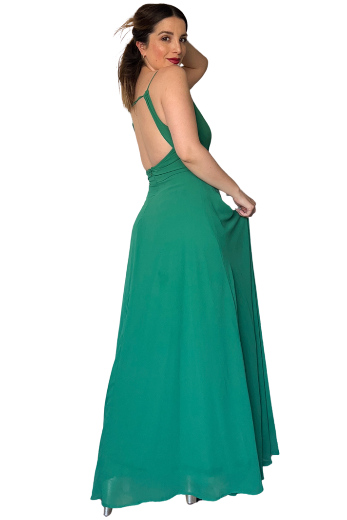 Vestido de fiesta escote V espalda triangular-1