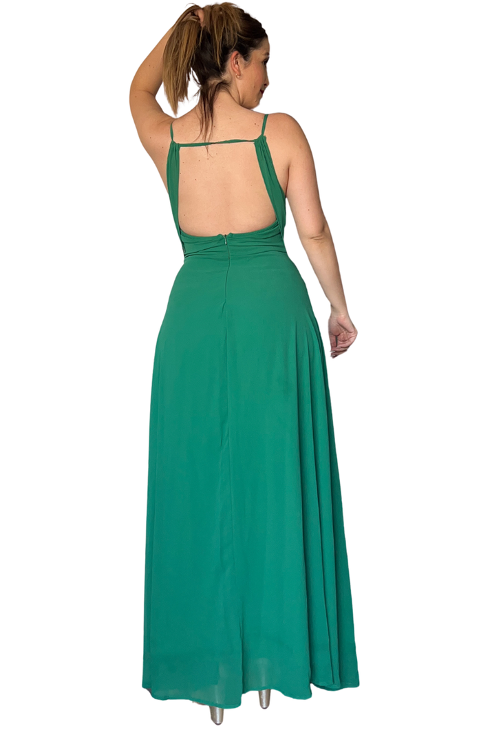 Vestido de fiesta escote V espalda triangular-2