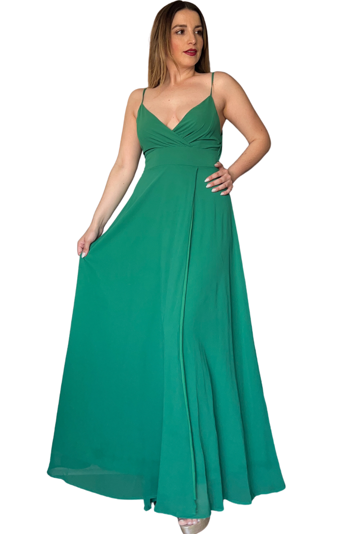 Vestido de fiesta escote V espalda triangular-3
