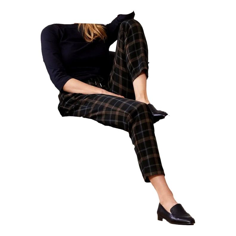 Pantalon Buzo A Cuadros Cafe Mujer Tchibo-2