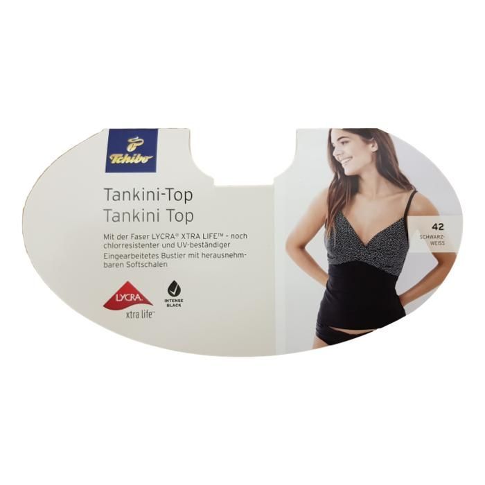 Tankini Top Negro Blanco Mujer-1