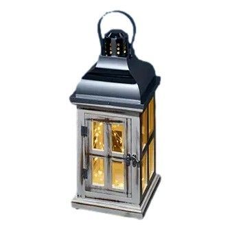 Linterna LED Vintage Madera Blanca-1
