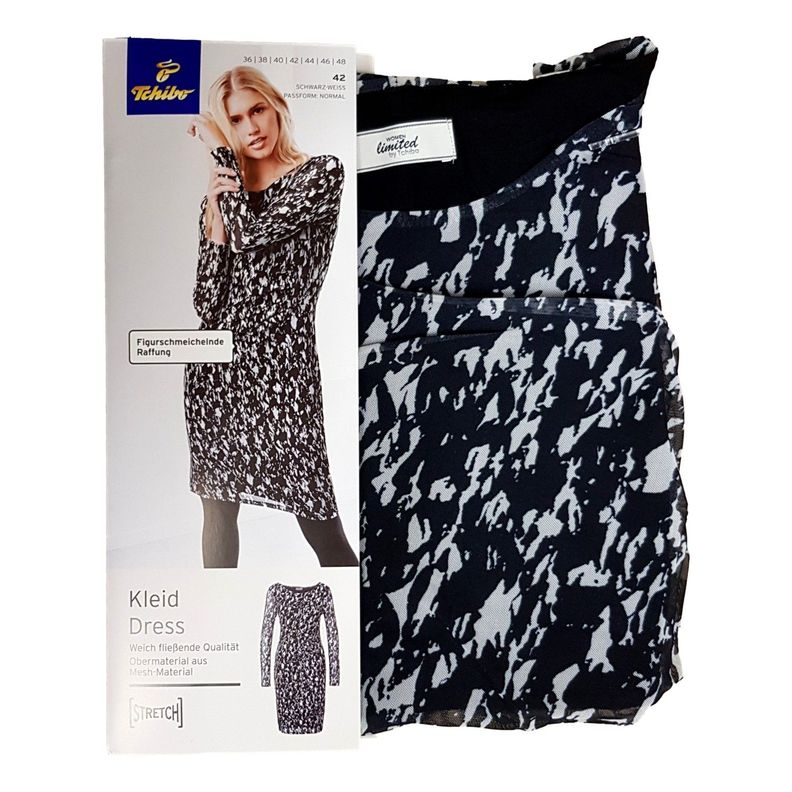 Vestido Jersey Balnco Negro Mujer-1