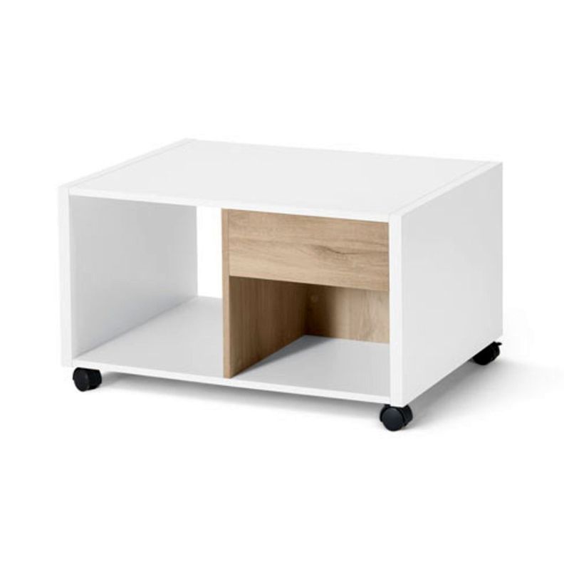 Mesa De Centro Con Ruedas Blanco Tchibo-0