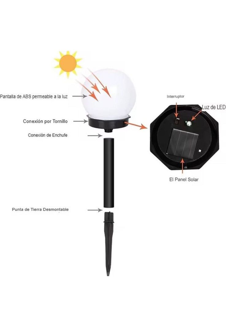 Pack 3 Foco Led Solar Lamparas Luz Solar Jardin Exterior-5