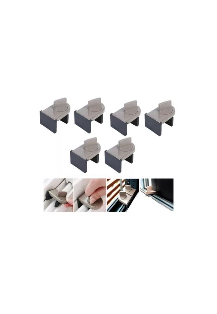 Pack 6 Seguros Traba Ventana Corredera Ajuste Manual Para Niños-5