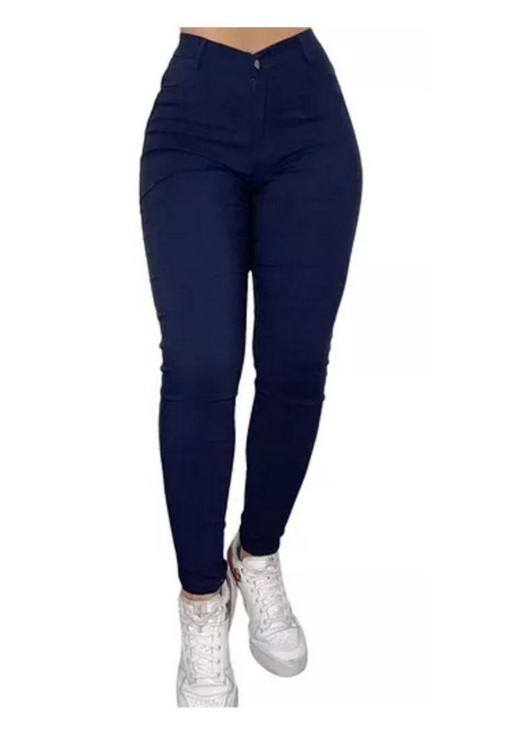 Pantalón Leggins Tipo Jeans Elástico De Mujer (colores) Azul marino-0