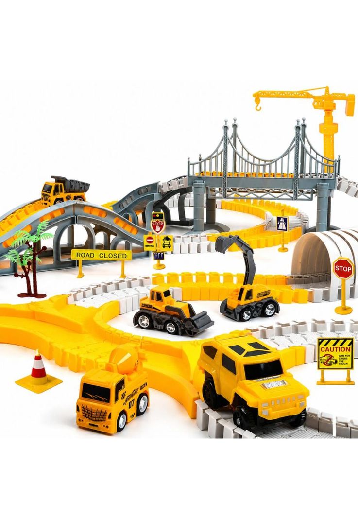 Set Pista De Autos Infantil Bloques Armables Amarillo