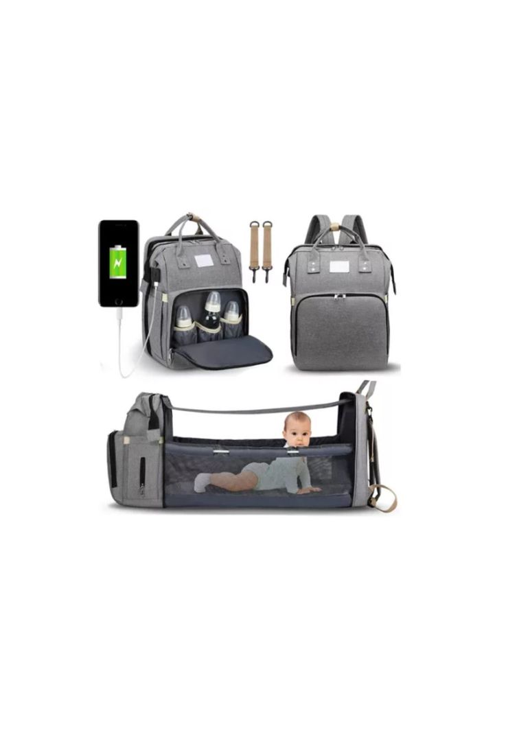 Mochila 3 En 1 Pañalera Cuna Y Mudador Portátil Para Bebés-1