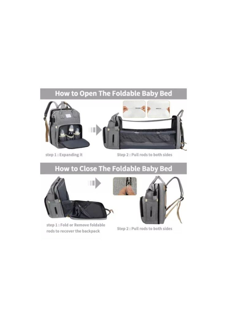 Mochila 3 En 1 Pañalera Cuna Y Mudador Portátil Para Bebés-2