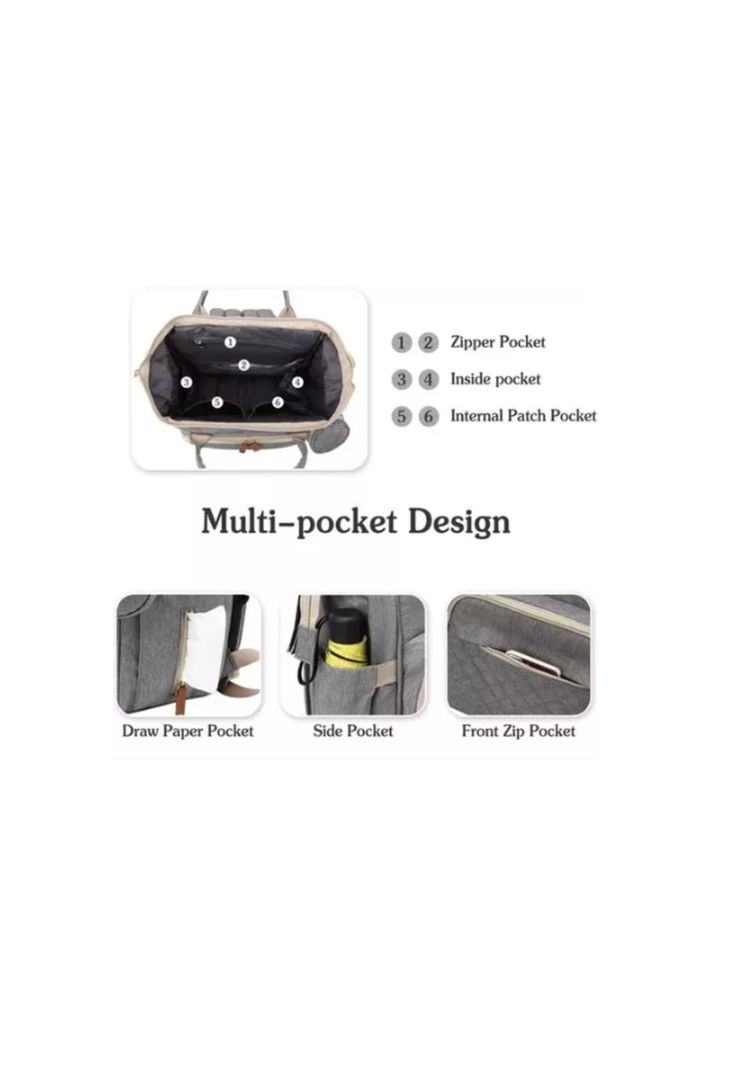 Mochila 3 En 1 Pañalera Cuna Y Mudador Portátil Para Bebés-5