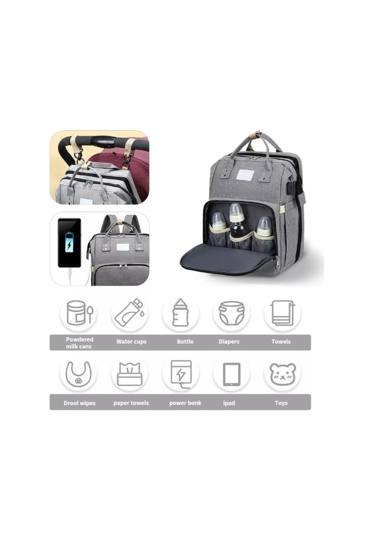 Mochila 3 En 1 Pañalera Cuna Y Mudador Portátil Para Bebés-7