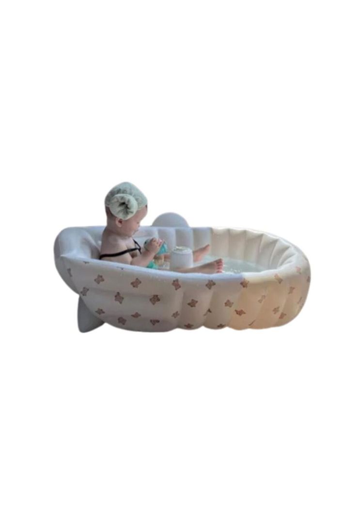 Bañera inflable Piscina bebes antiresbalante Cómoda Portátil (BAÑERAS:OSO)-0