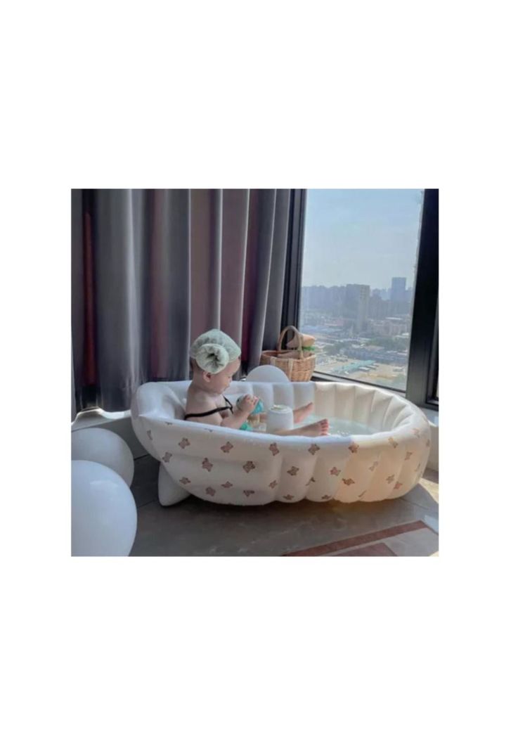 Bañera inflable Piscina bebes antiresbalante Cómoda Portátil (BAÑERAS:OSO)-1
