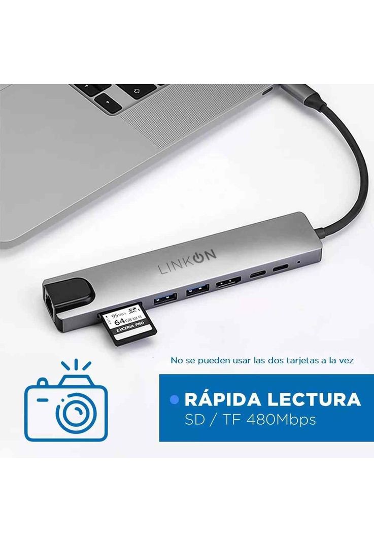 Hub Adaptador Usb Tipo C 8 En 1 Linkon Para Mac Macbook Win-2