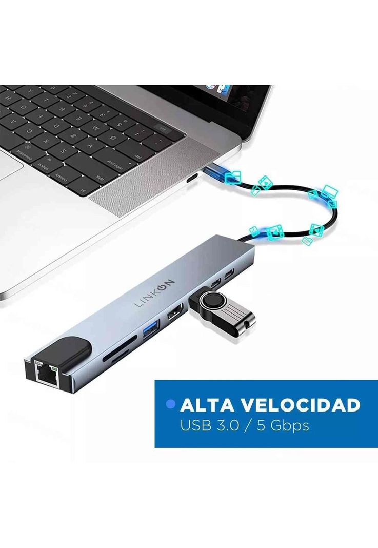 Hub Adaptador Usb Tipo C 8 En 1 Linkon Para Mac Macbook Win-4