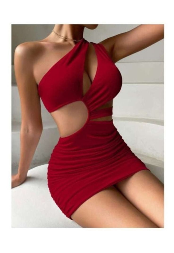 Vestido Hombro Cruzado Escote Lateral Horma Sirena Elegante-4