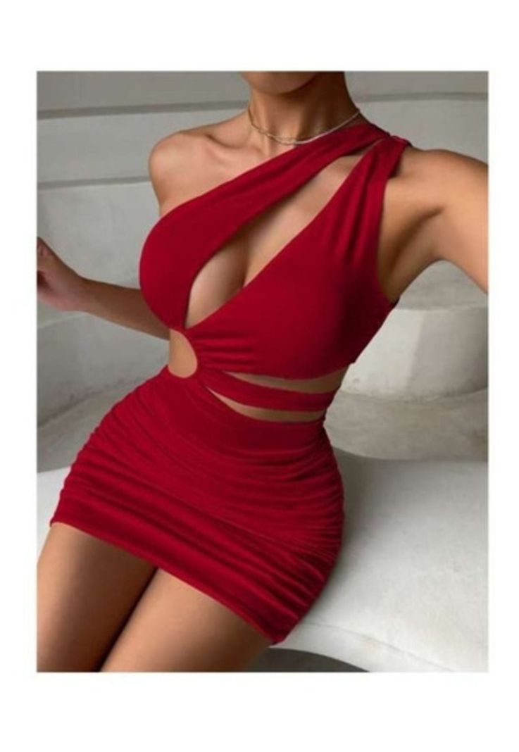 Vestido Hombro Cruzado Escote Lateral Horma Sirena Elegante-6