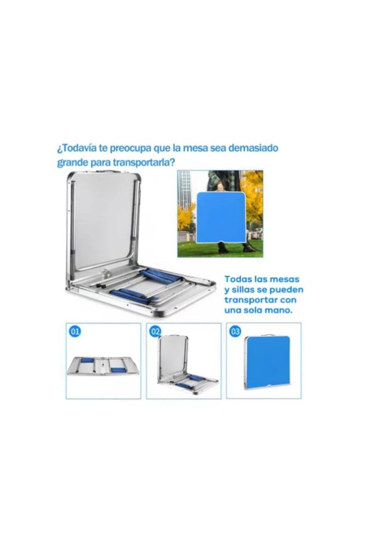 Mesa plegable portátil 4 Sillas de aleación Aluminio Camping-3