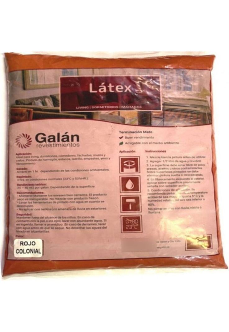 Pintura En Bolsa Latex 2.8 Kilos Rojo Colonial Galan-0