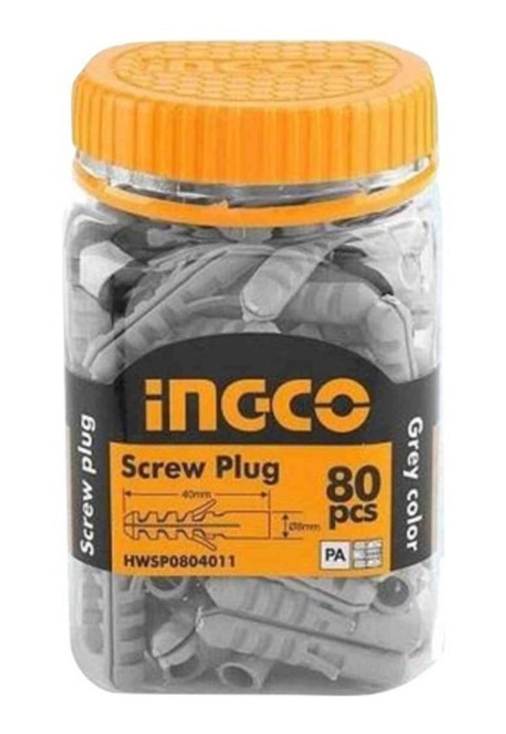 Tarugos Para Pared Solida 80piezas 4cm Gris Ingco-0