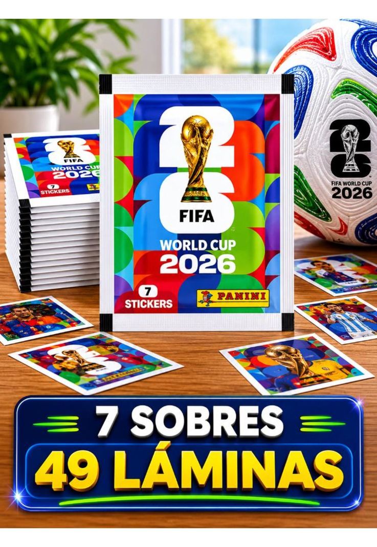 Pack 7 Sobres Panini Mundial 2026 49 Laminas Originales