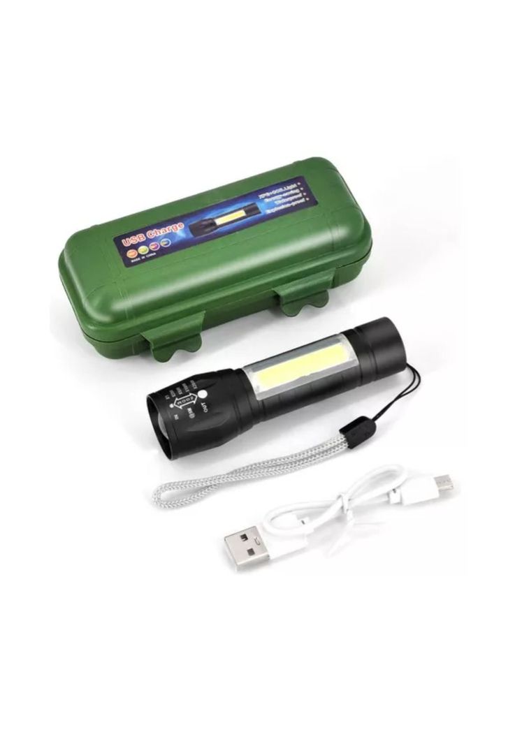 Mini Linterna Led De Mano Recargable USB Gancho 525 Con Zoom-1