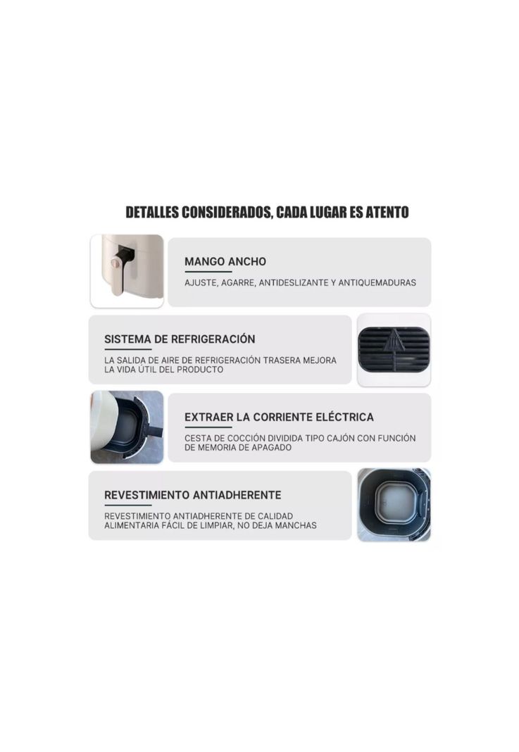 Freidora De Aire Hoso 7,5 Litros 1400w Sartén Antiadherente-3