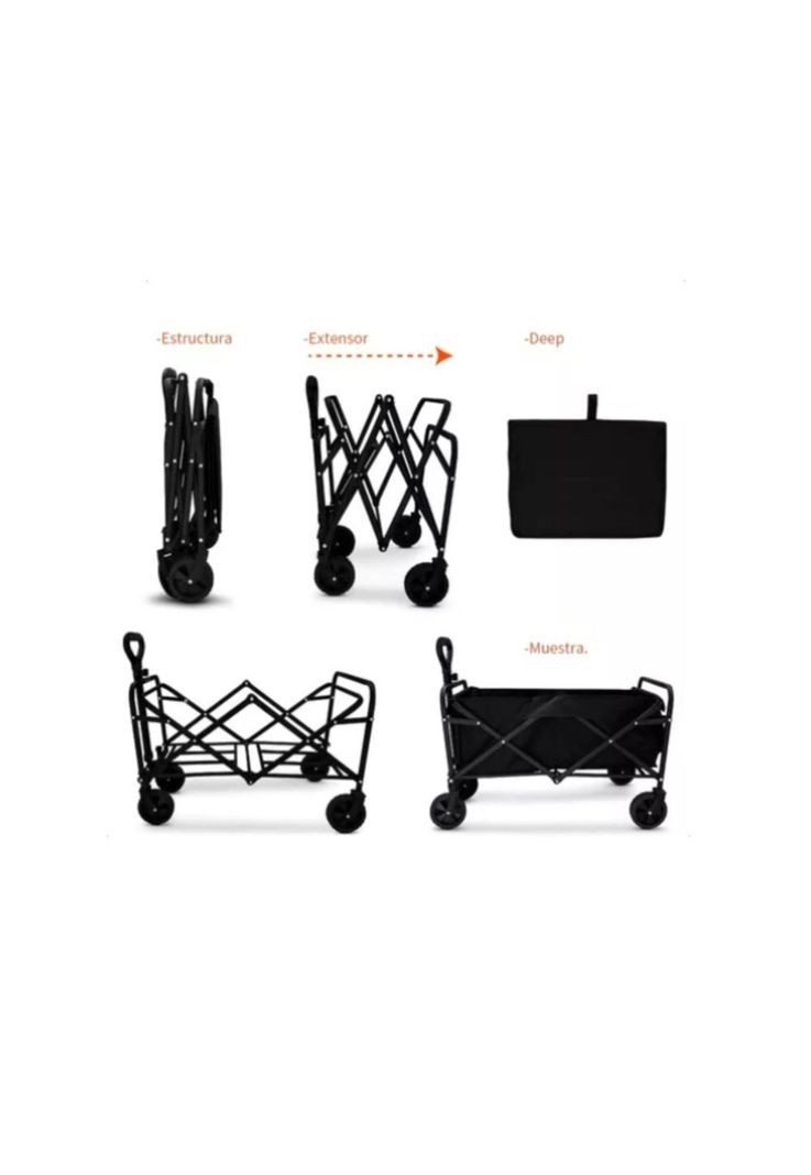 Carrito Arrastre Para Compras Plegable Para Camping Y Picnic-8