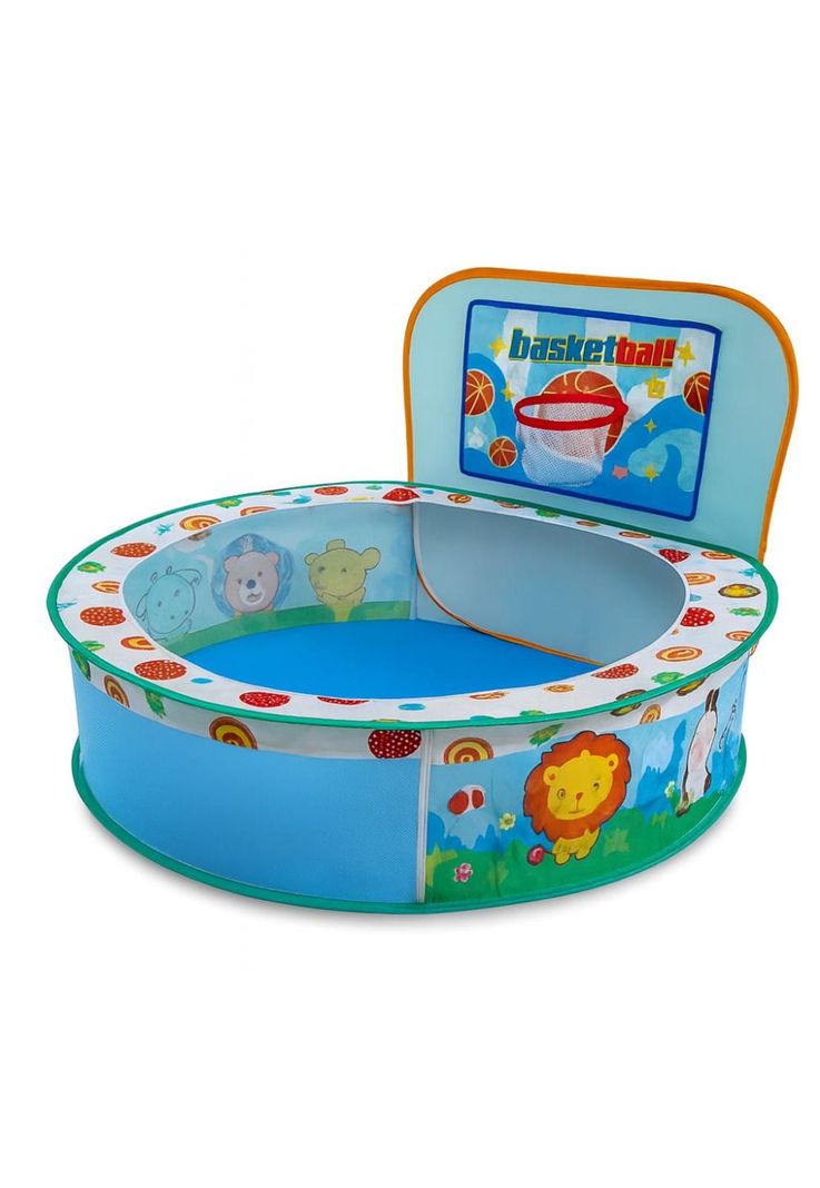 Piscina de Juegos Infantil Plegable con Canasta Basketball Azul