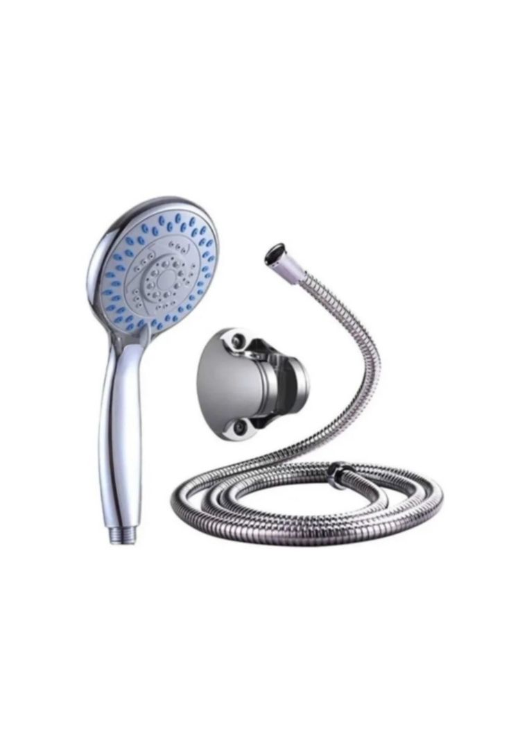 Kit De Ducha Teléfono Manguera Soporte Cromado Acero Inox-0