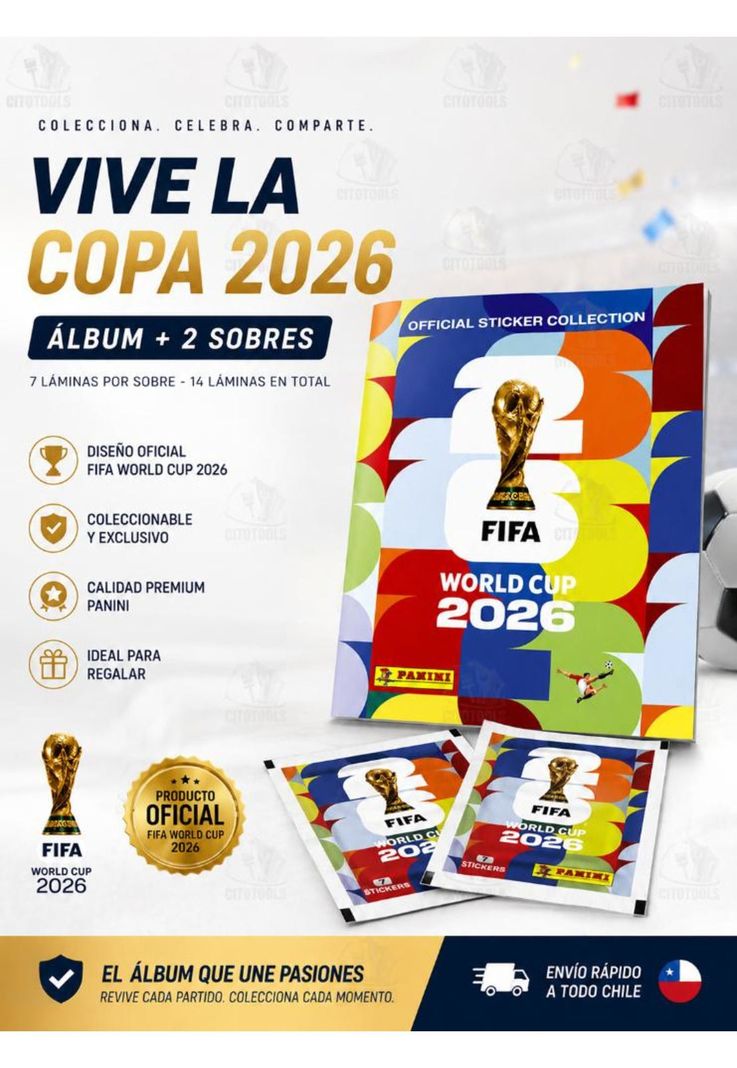 Pack Album Panini Tapa Blanda  2026 + 2 Sobres  Oficiales