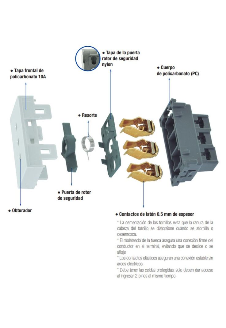 Módulo Toma De Corriente 2p+t 10a 250v, Blanco Lexo-1