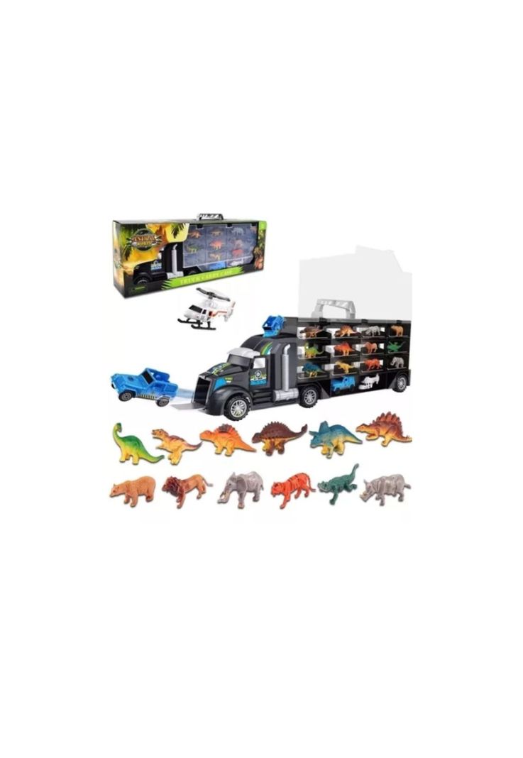 Camión Jurassic Park Con Dinosaurios Animales y Vehiculos-2