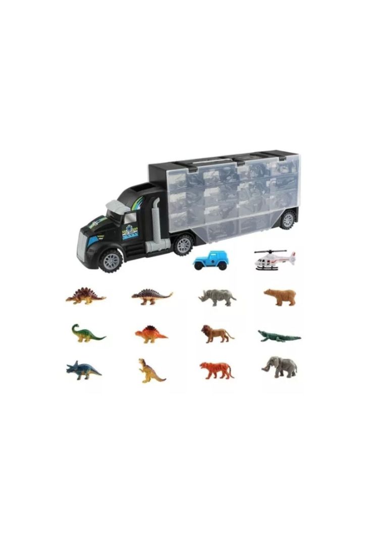 Camión Jurassic Park Con Dinosaurios Animales y Vehiculos-4