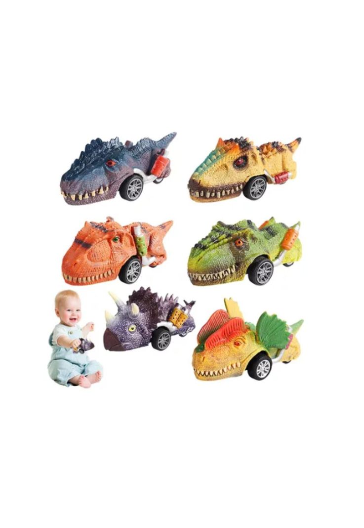 Set 6 Autos Dinosaurio A Fricción Dino Cars  Juguete Niños-0