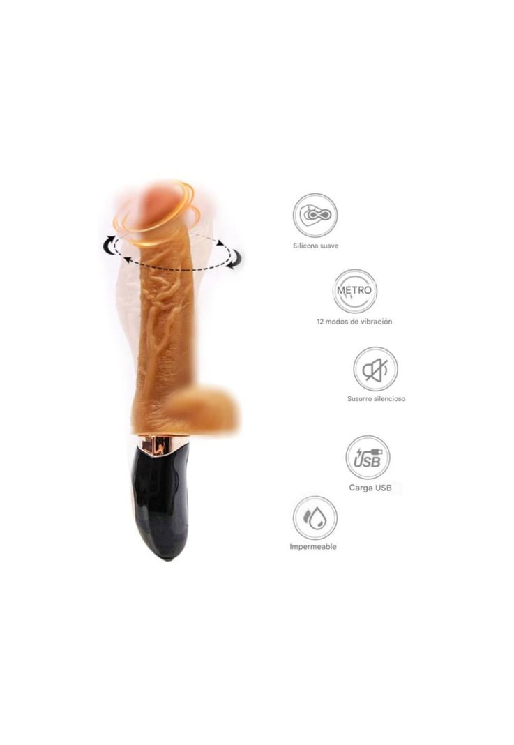 Dildo vibrador hiperrealista con rotación 360 Sex Recargable-2