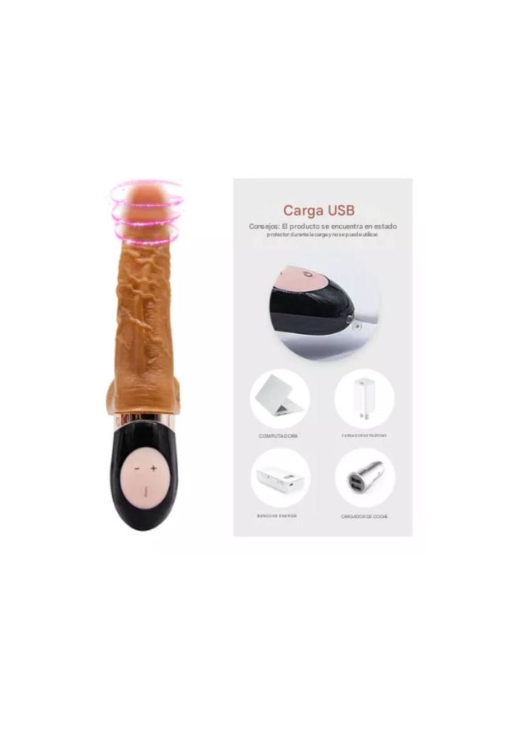 Dildo vibrador hiperrealista con rotación 360 Sex Recargable-3