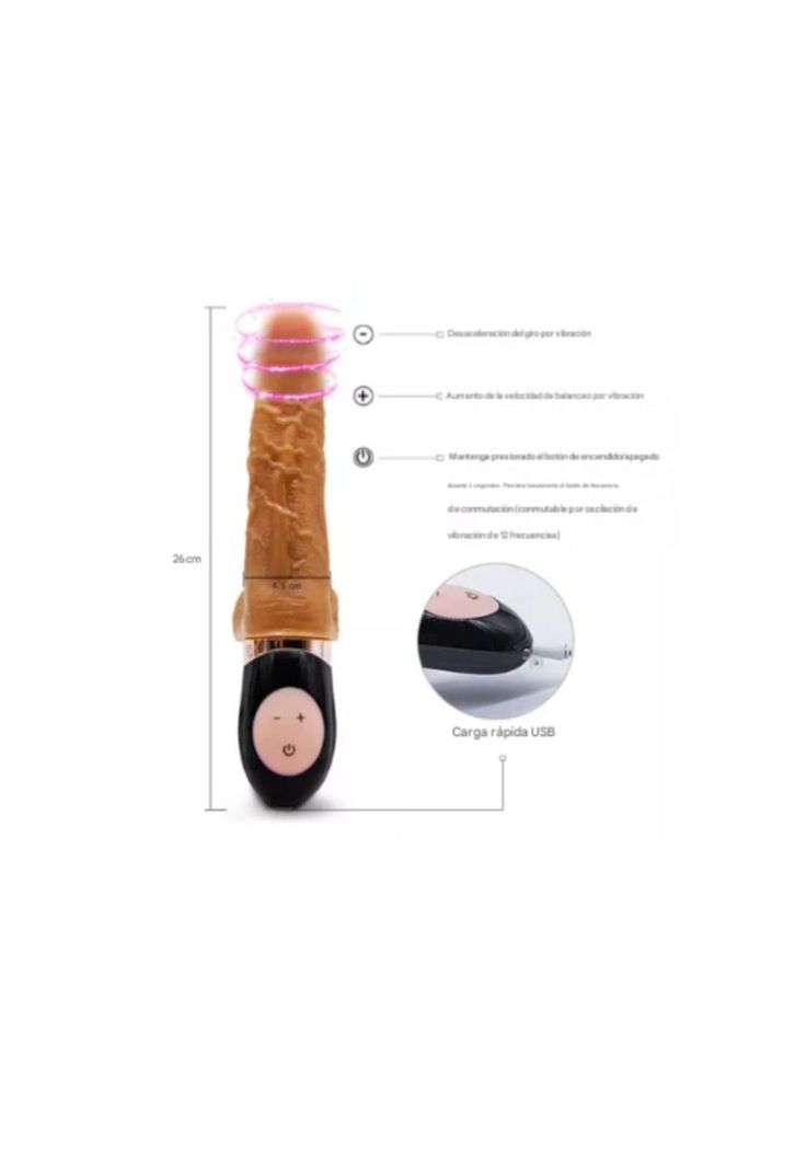 Dildo vibrador hiperrealista con rotación 360 Sex Recargable-4