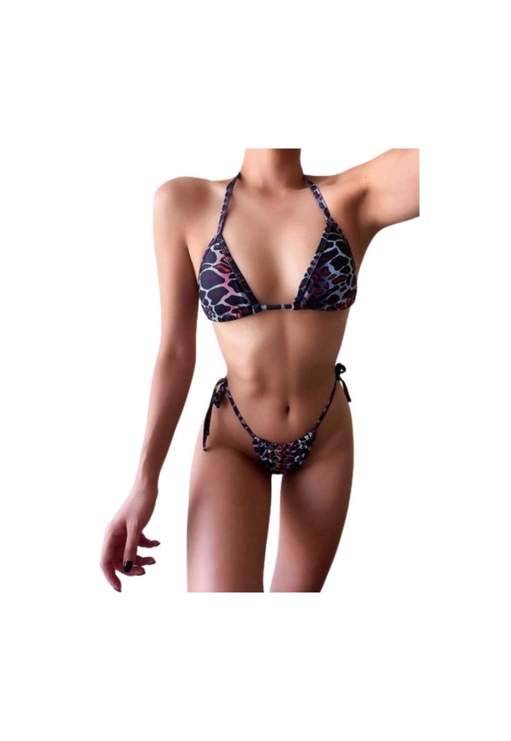 Traje Baño Bikini Corte Alto Leopardo 3 Pzas 2022 Brasileño-4