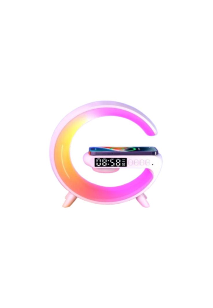 Lampara de Mesa Parlante + reloj + carga Inalambrica + alarma RGB-1