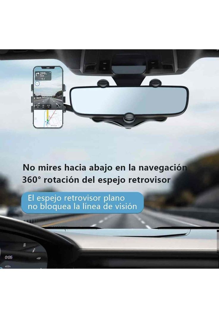 Soporte Celular Auto Porta Espejo Retrovisor Girar 360 Grado-1