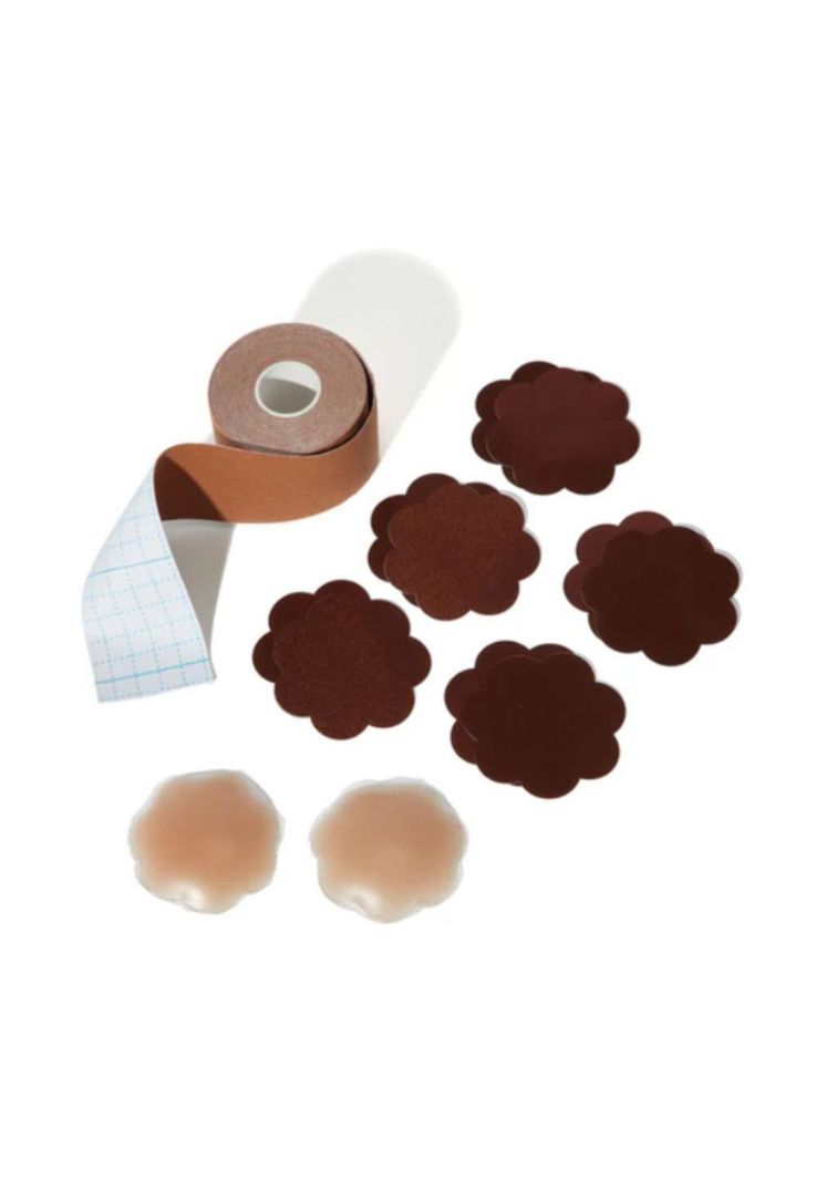 Cinta Levanta Pecho 5cmx5mt + 20 Cubre Pezones Boob Tape Cafe