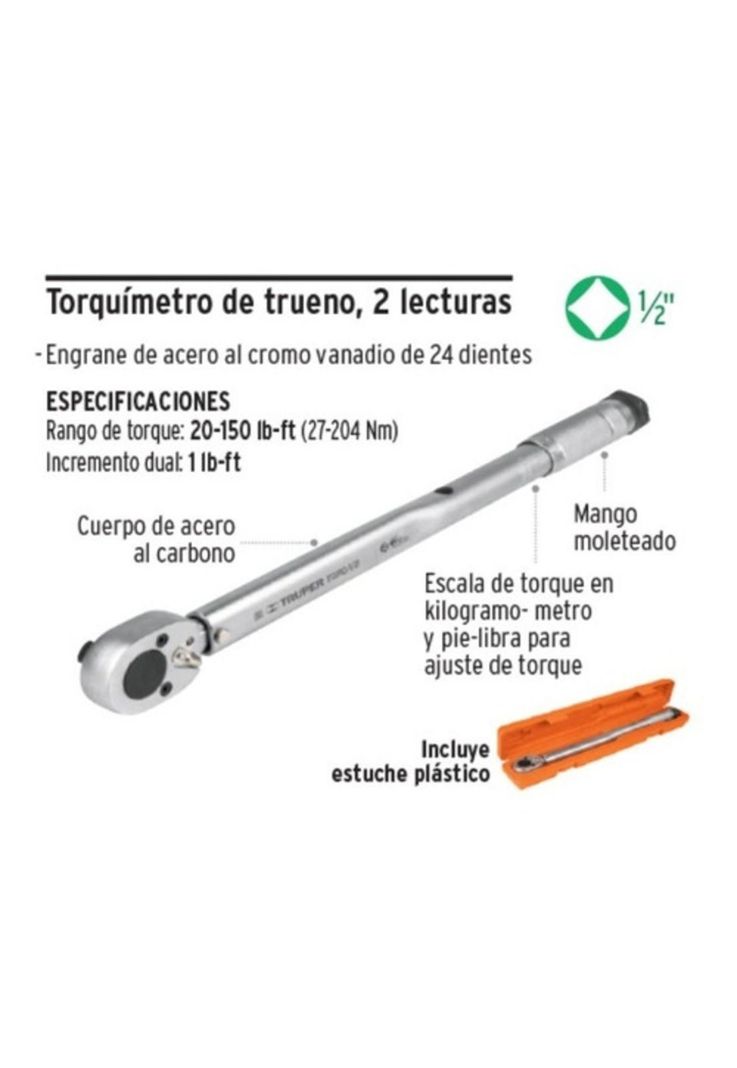 Llave Torque Torquimetro 1/2 ,27 - 204 Nm Truper Profesional-4
