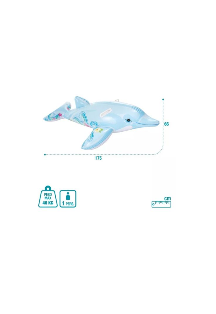 Flotador Inflable Delfín  Montable Con Asas Intex 175cm NIÑOS-1